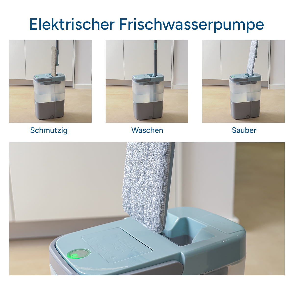 CREaCLEAN CleanAqua – Mop mit elektrischer Frischwasserpumpe