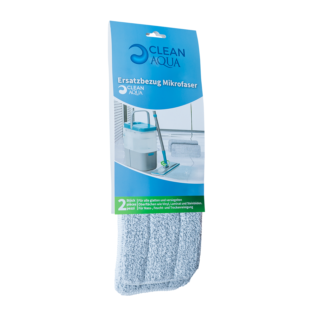CREaCLEAN CleanAqua – Ersatzpads Mikrofaser Universal Wischbezug, 2er Set
