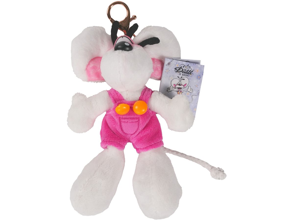 Diddl Plüsch-Schlüsselanhänger Diddl in Latzhose Rosa 15 cm