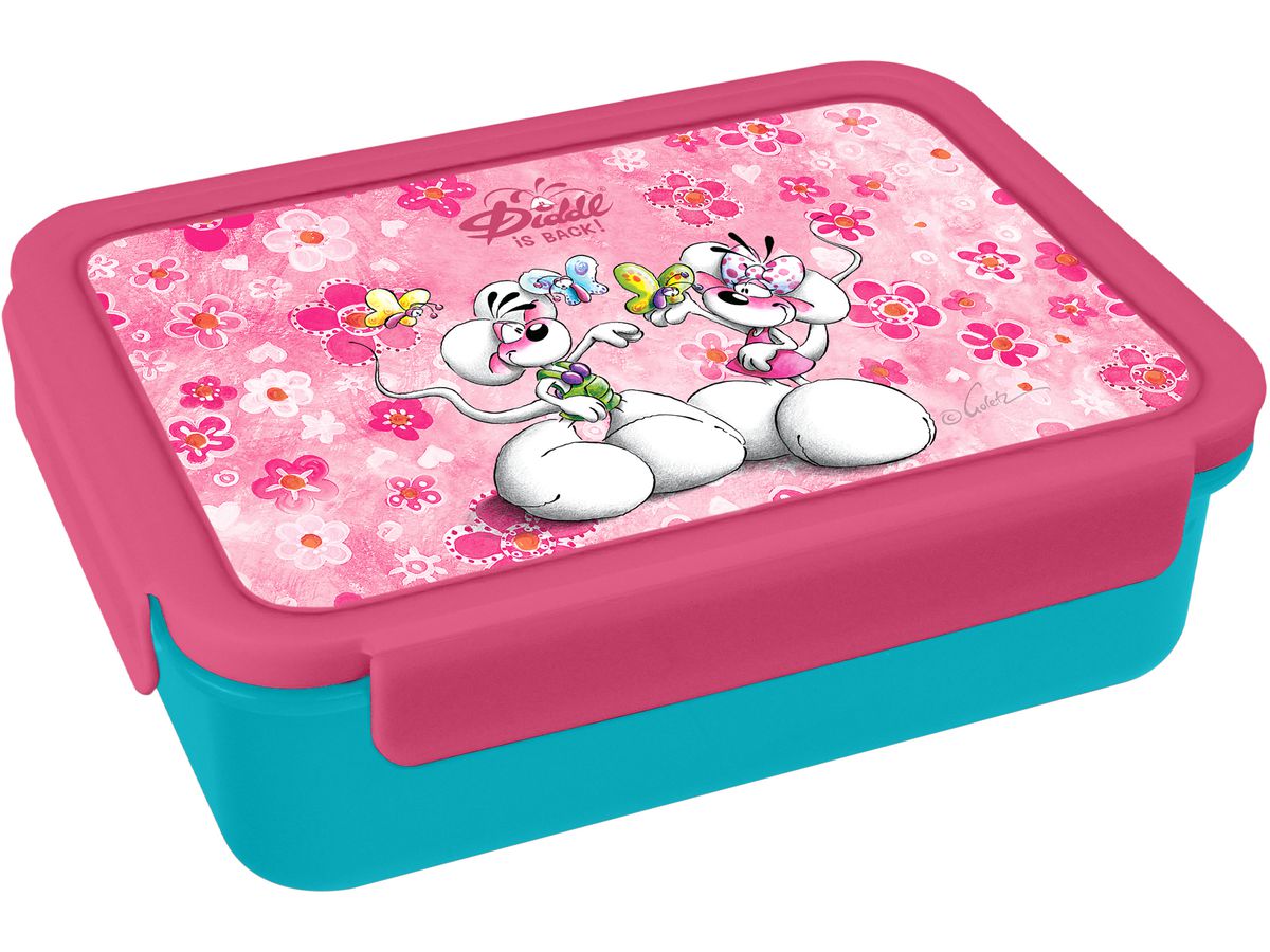 Diddl Lunchbox, PP,ca. 800ml, mit Fächern, rosa