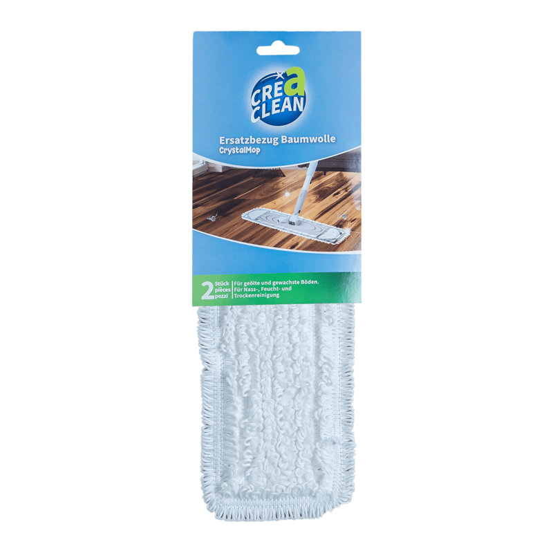 CREaCLEAN CrystalMop – Ersatzpads Baumwolle Wischbezug, 2er Set
