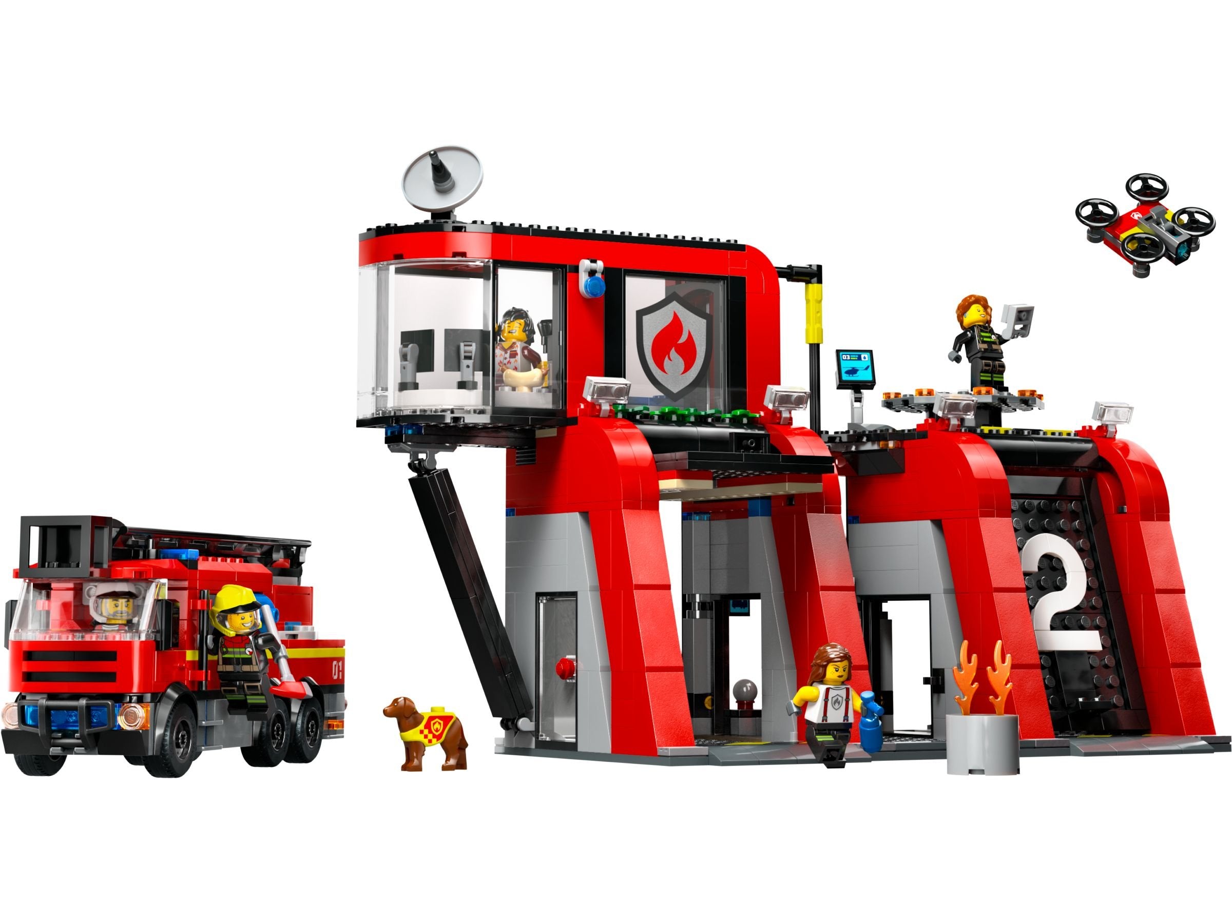 LEGO City Feuerwehrstation mit Drehleiterfahrzeug 60414