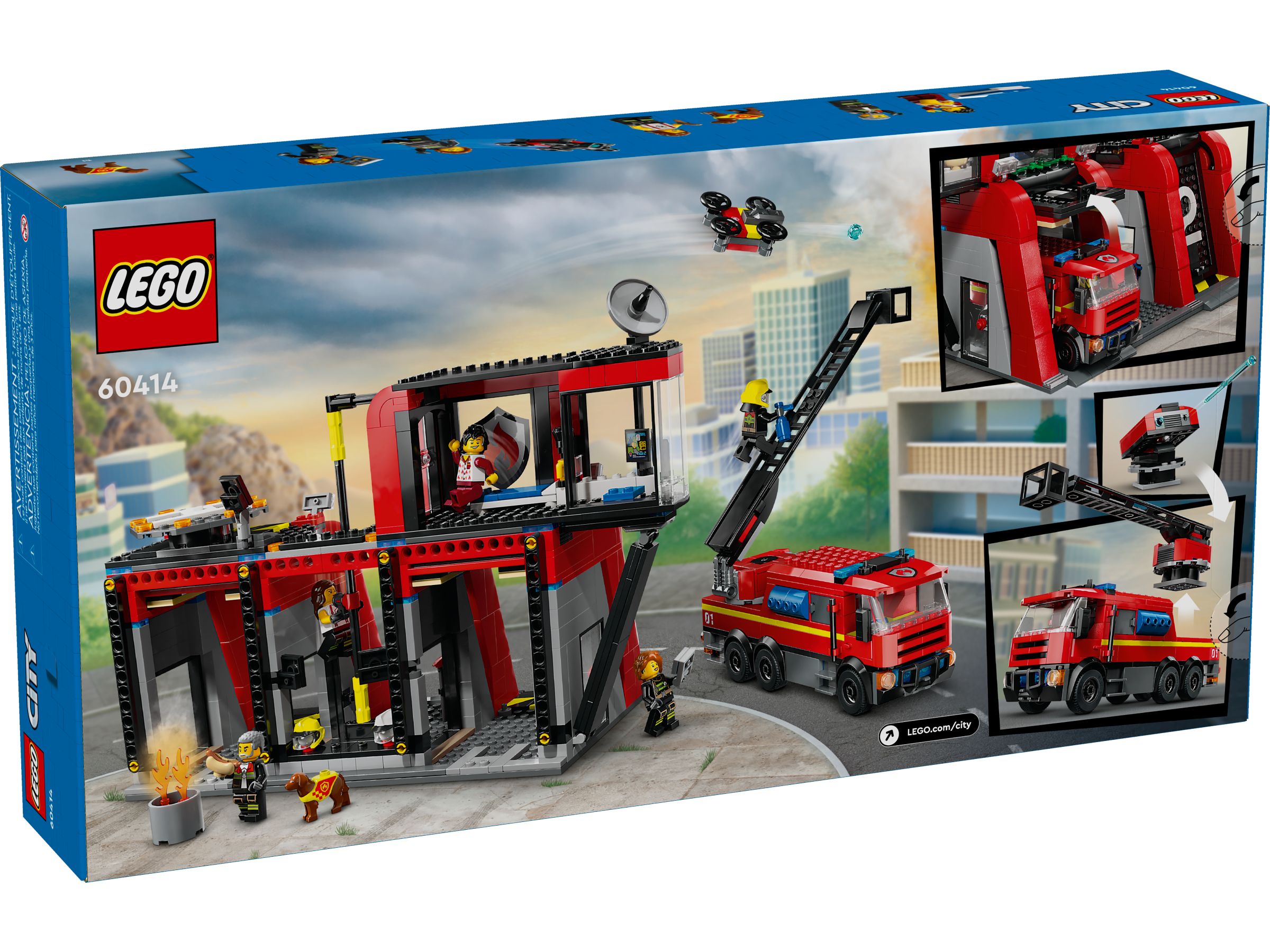 LEGO City Feuerwehrstation mit Drehleiterfahrzeug 60414