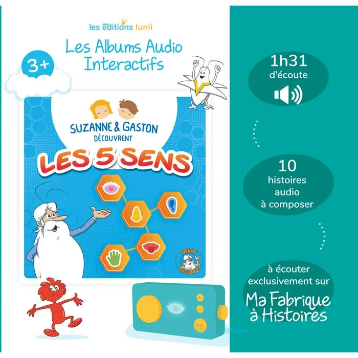 LUNII ALBUM AUDIO INTERACTIF SUZANNE ET GASTON DECOUVRENT LE S 5 SENS 3+ (FR)