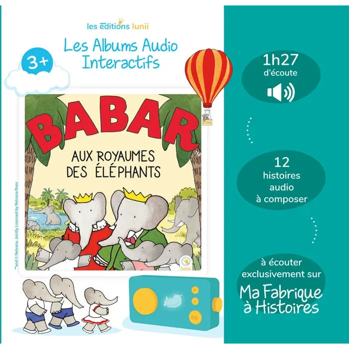 LUNII ALBUM AUDIO INTERACTIF BABAR AUX ROYAUMES DES ELEPHANT S 3+ (FR)