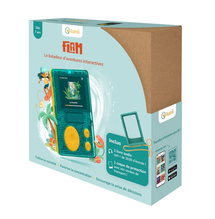 LUNII FLAM + COQUE LECTEUR DE LIVRES AUDIO 7-11 ANS (FR)