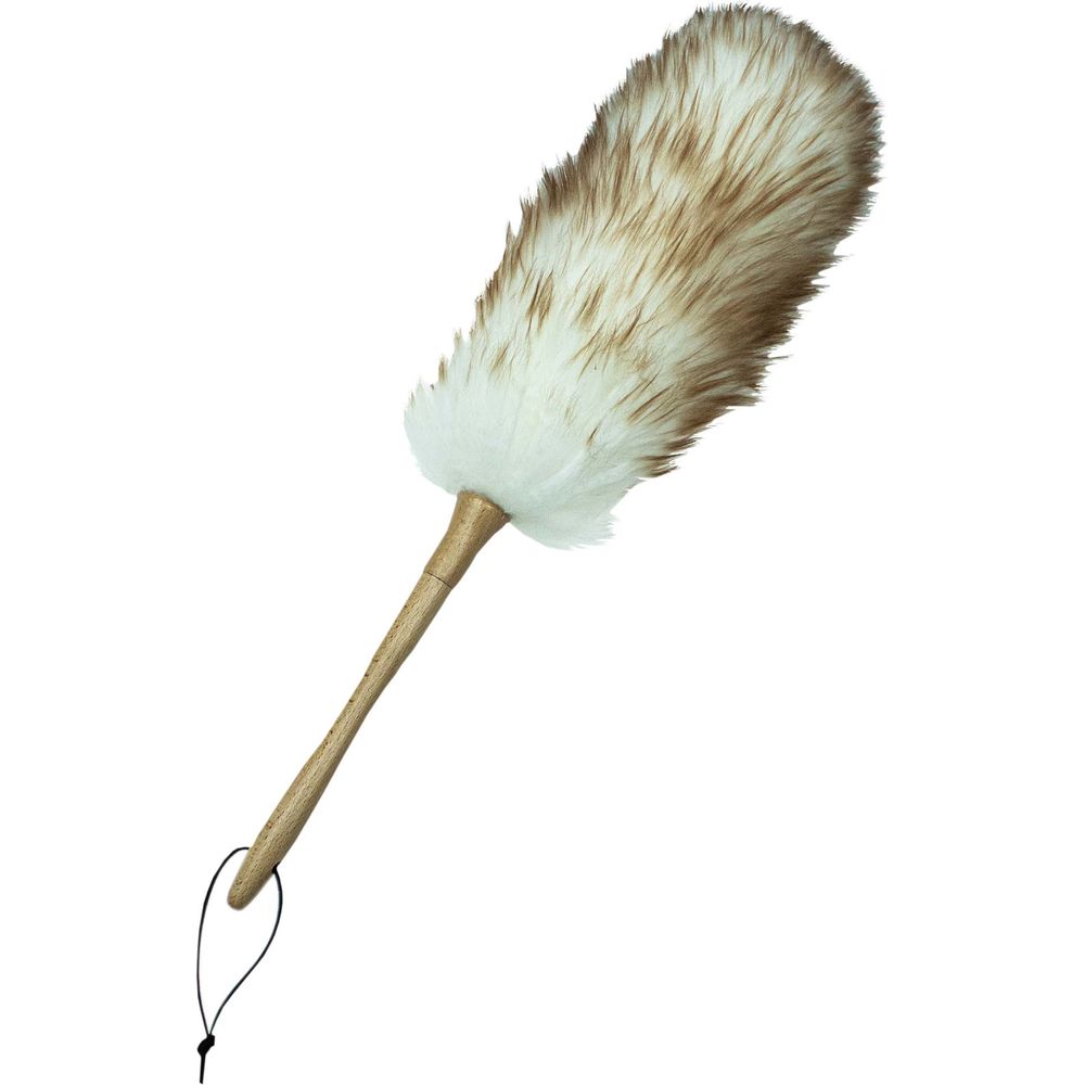 CREaCLEAN Staubwedel mit Holzgriff, Lammwolle
