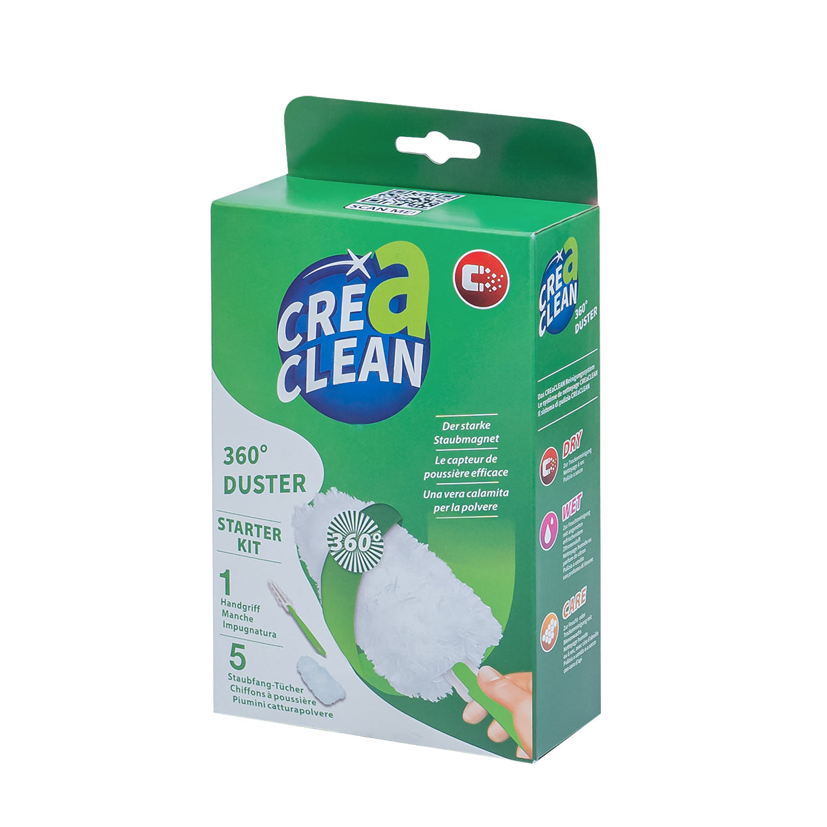 CREaCLEAN Staubwedel – Staubmagnet Starter Kit inkl. 5x 360° Staubfangtücher