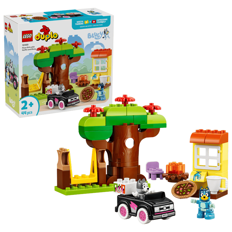 LEGO DUPLO Bluey Pizza-Schwestern mit Muffin und Bluey 10469