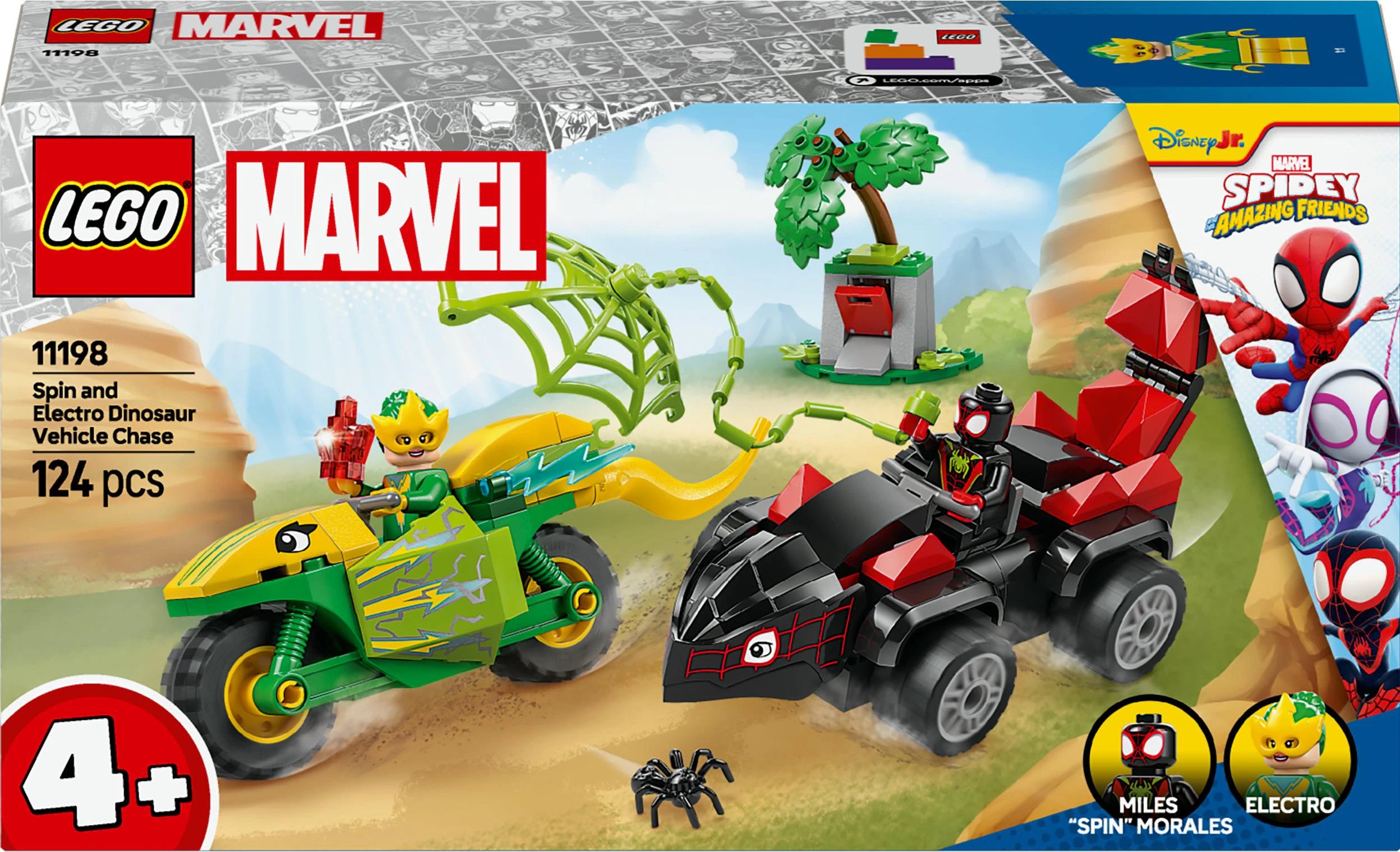 LEGO Spidey Actionspass mit Spin und Electro in ihren Dino-Flitzern 11198