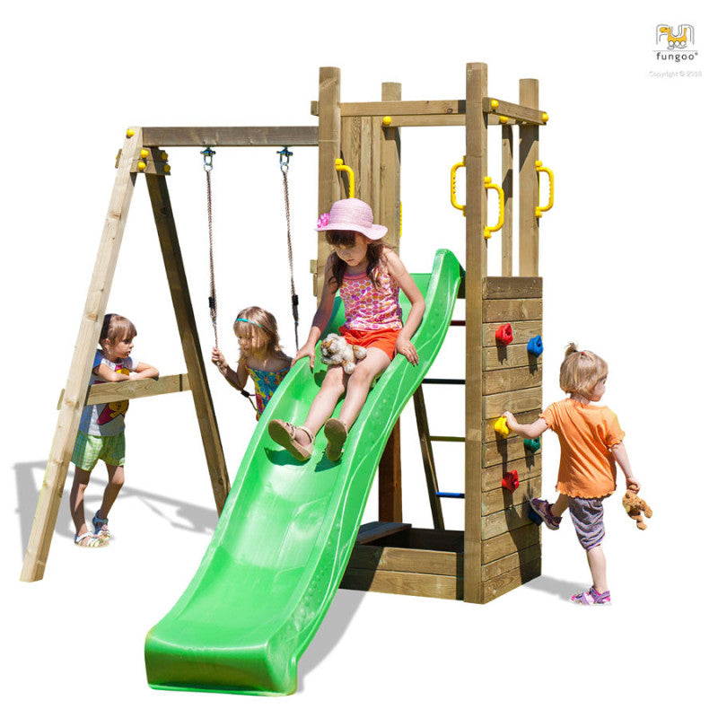 Fungoo FUNNY 3 WITH SANDPIT & 1-SEAT SWING slide GREEN