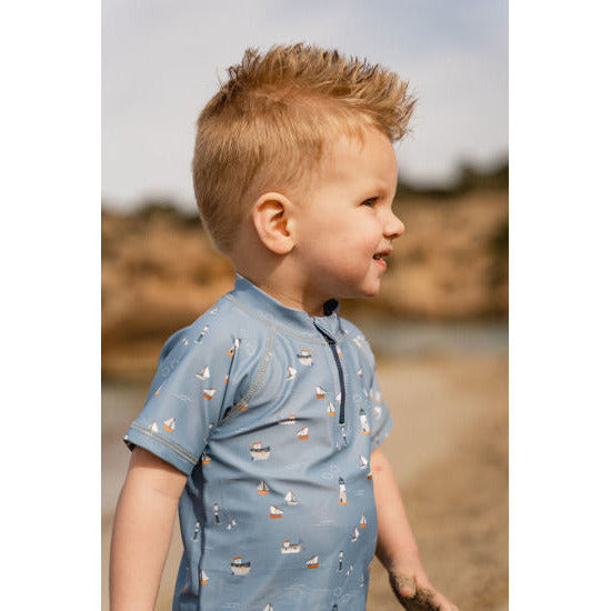 Little Dutch Badeanzug kurzärmlig Sailors Bay Dark Blue - 98/104