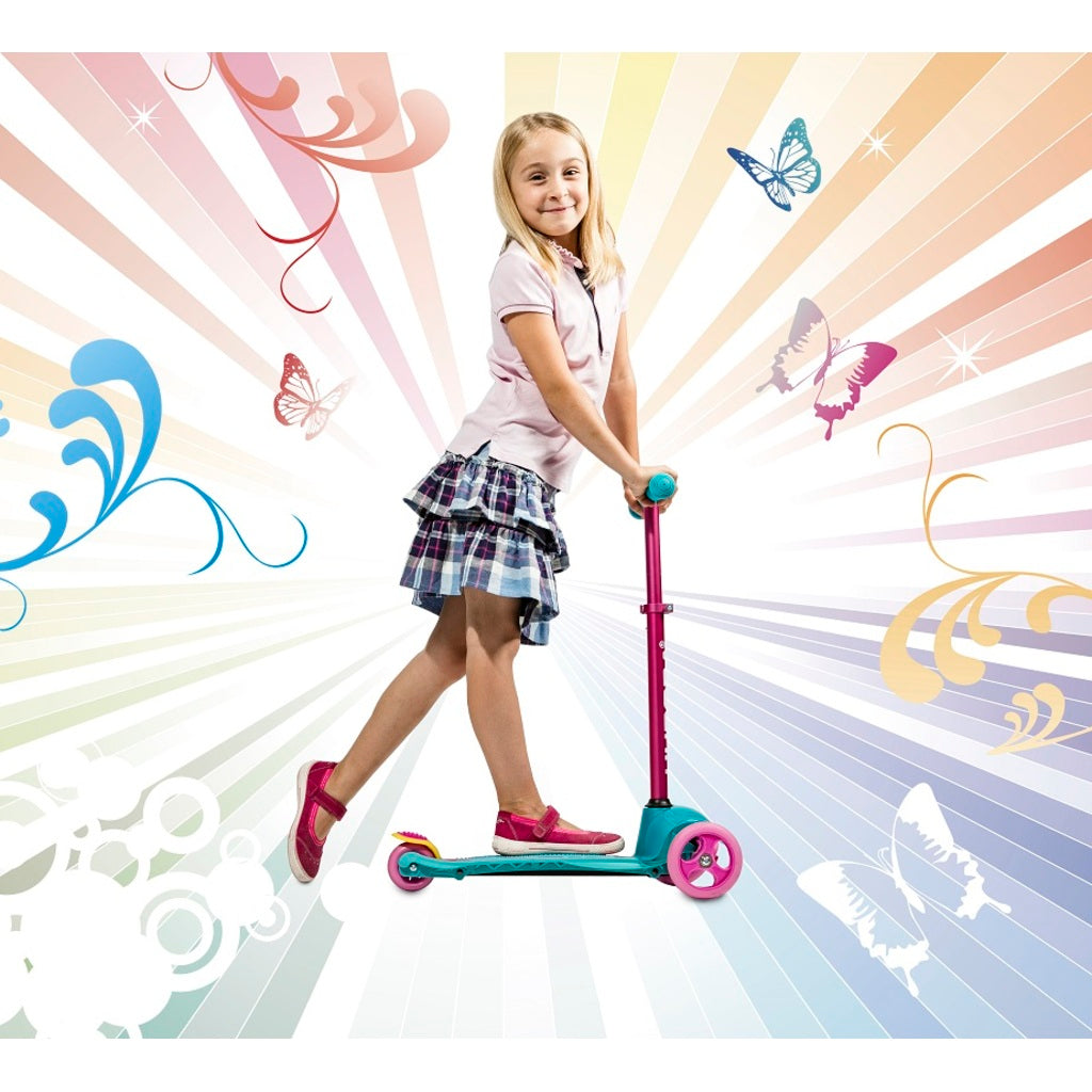 Hudora Flitzkids 2.0 Skate Wonders (rosa/hellblau, 54cm × 28cm × 66cm, 2.125kg)