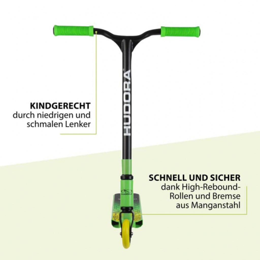 Hudora Kinder Stunt Scooter  (Grün, Schwarz, 67.5cm × 75cm, 3.6kg)