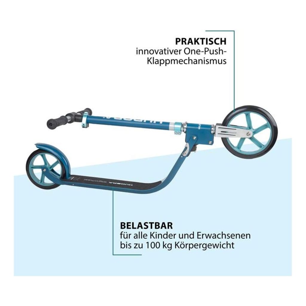 Hudora BigWheel® 215 Scooter (azur blau, 88cm × 48cm × 106cm, 4.1kg)