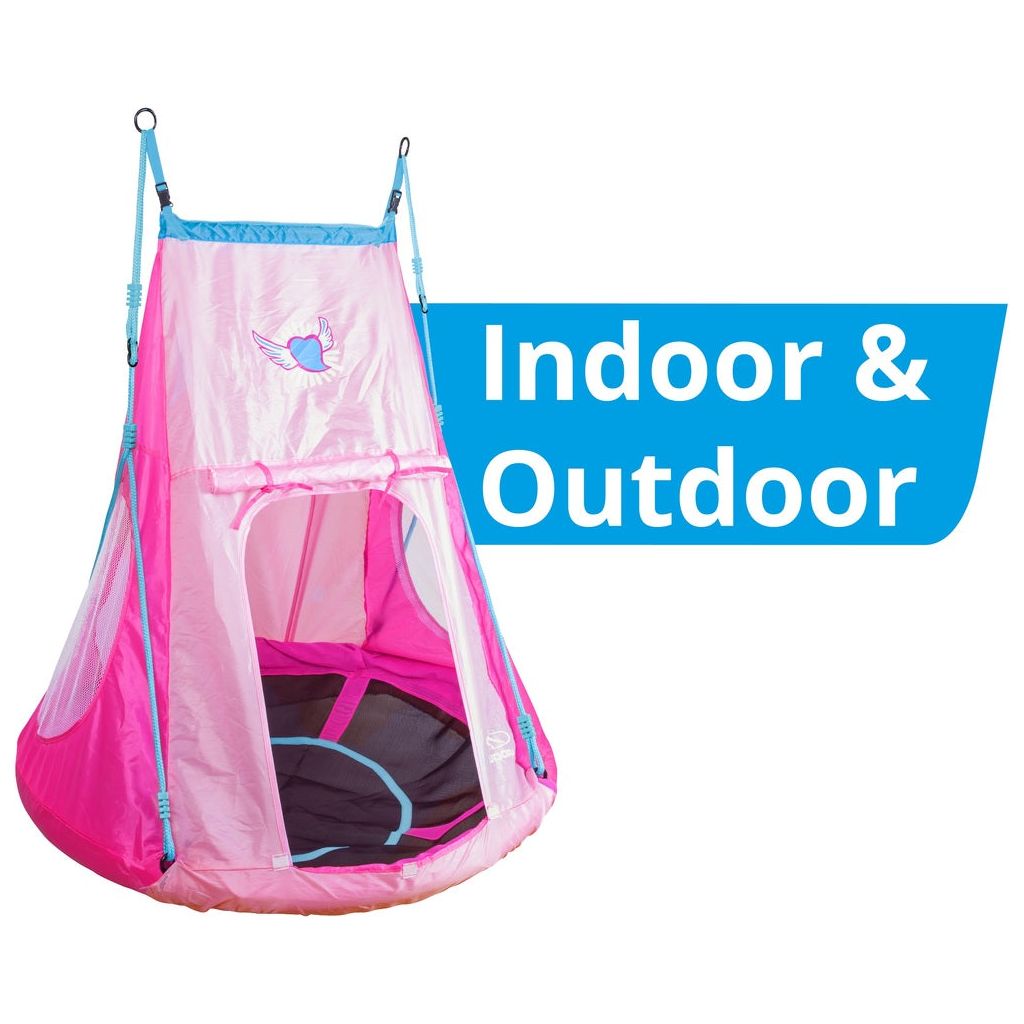 Hudora Nestschaukel mit Zelt Heart 110 (rosa, ⌀110cm)