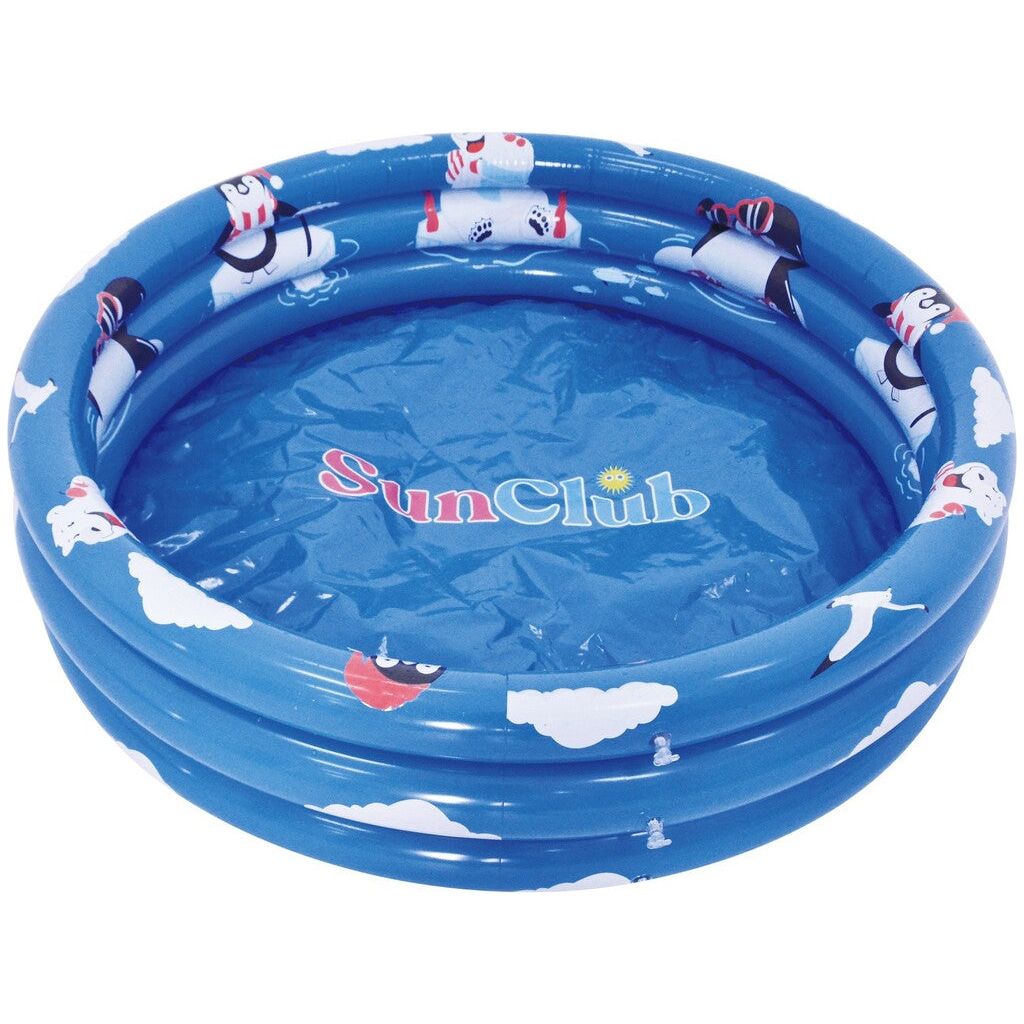 Jilong 3-Ring Pool mit Pinguin (blau, ⌀100cm × 23cm)