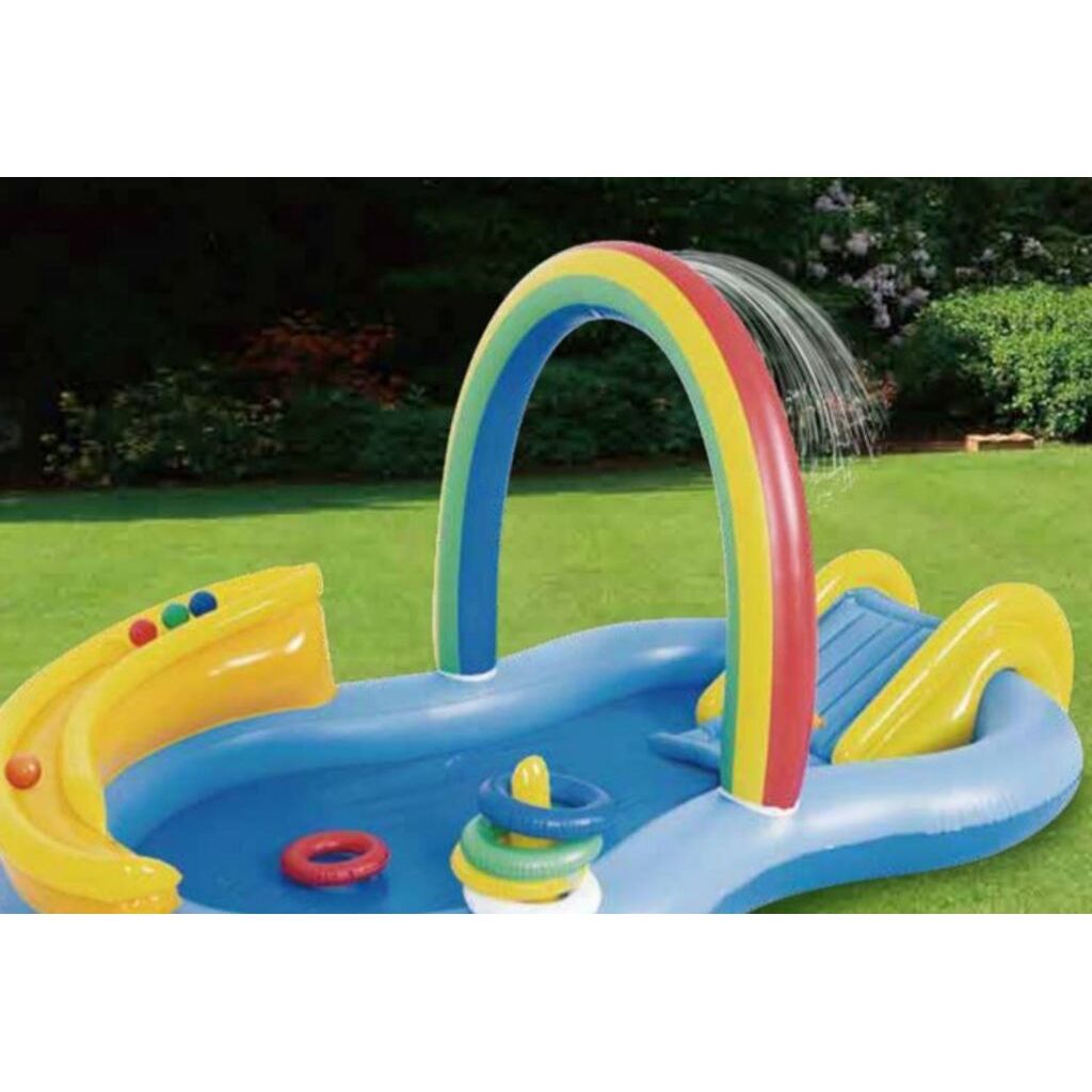 Jilong Aufblasbarer Kinderpool Regenbogen (220cm × 122cm × 18cm)