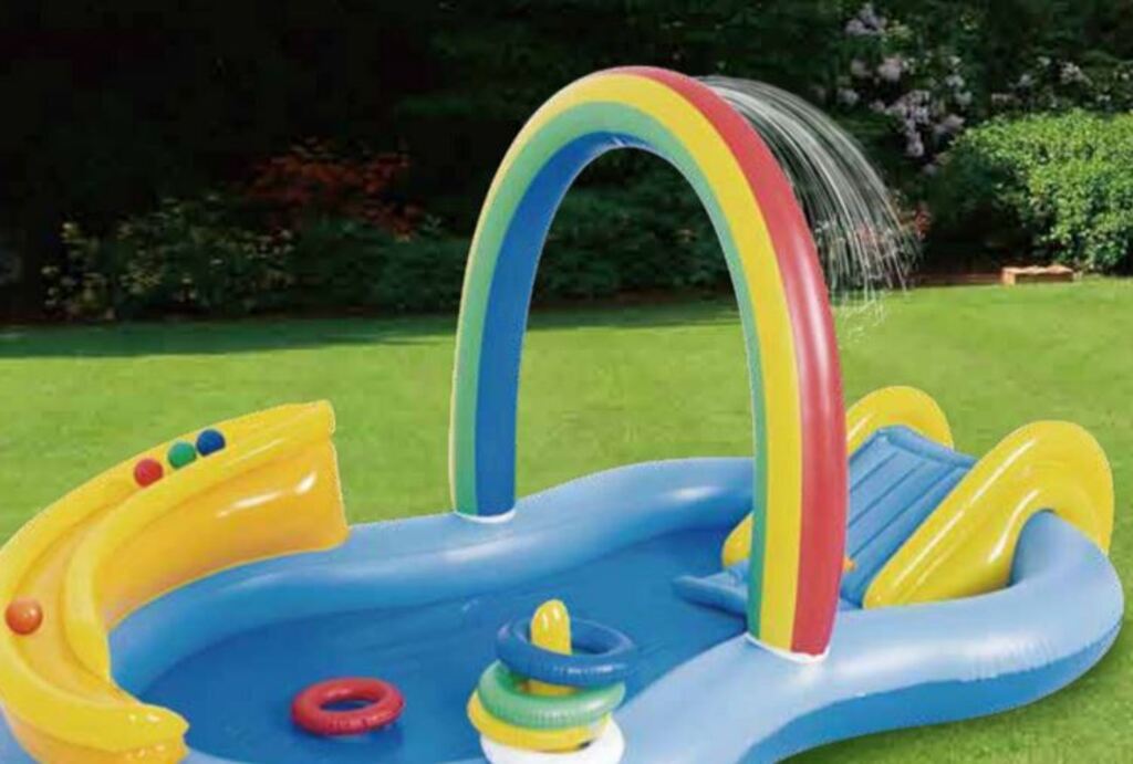 Jilong Aufblasbarer Kinderpool Regenbogen (220cm × 122cm × 18cm)