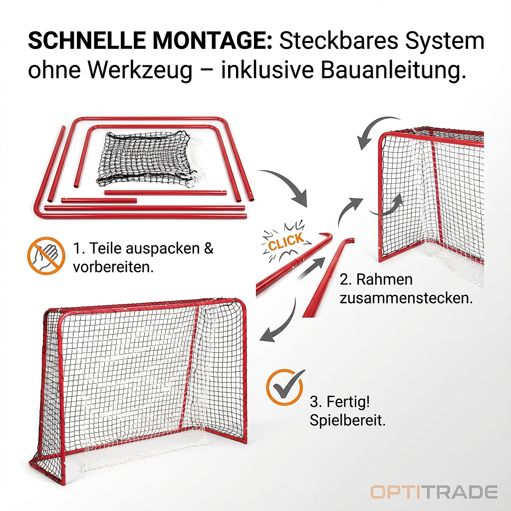 Champ Unihockeytor (rot, 65 cm × 160 cm × 115 cm, rot)
