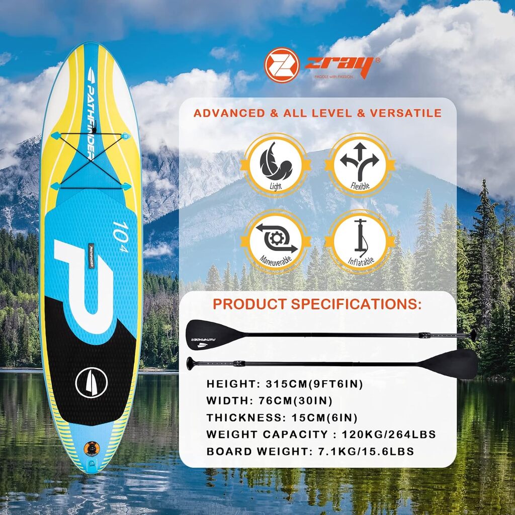 Jilong Pathfinder 10'4" SUP Set (blau/gelb, 315cm × 76cm × 15cm, 265l, 10kg)