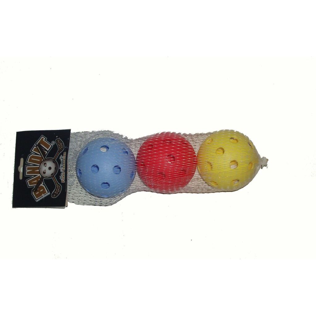 Eurostick Unihockeybälle 3er Pack (Blau, Rot, Gelb, ⌀7.5cm, 26g)