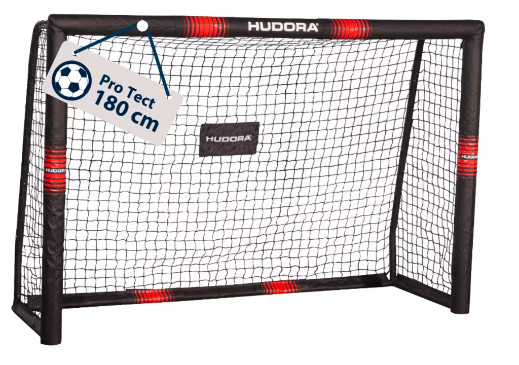 Hudora Fussballtor Pro Tect 180 (schwarz/rot, 180cm × 60cm × 120cm, 9kg)