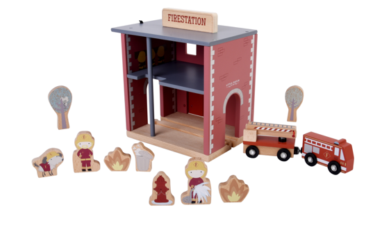 Little Dutch Holzeisenbahn Erweiterung - Feuerwehrhaus FSC