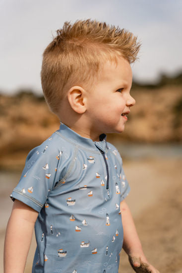 Little Dutch Badeanzug kurzärmlig Sailors Bay Dark Blue - 74/80