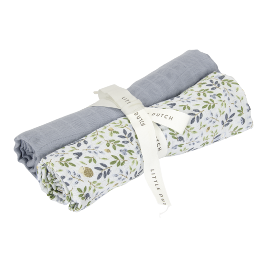 Little Dutch Swaddles muslin 70 x 70 cm Forest Adventure & Denim Blue