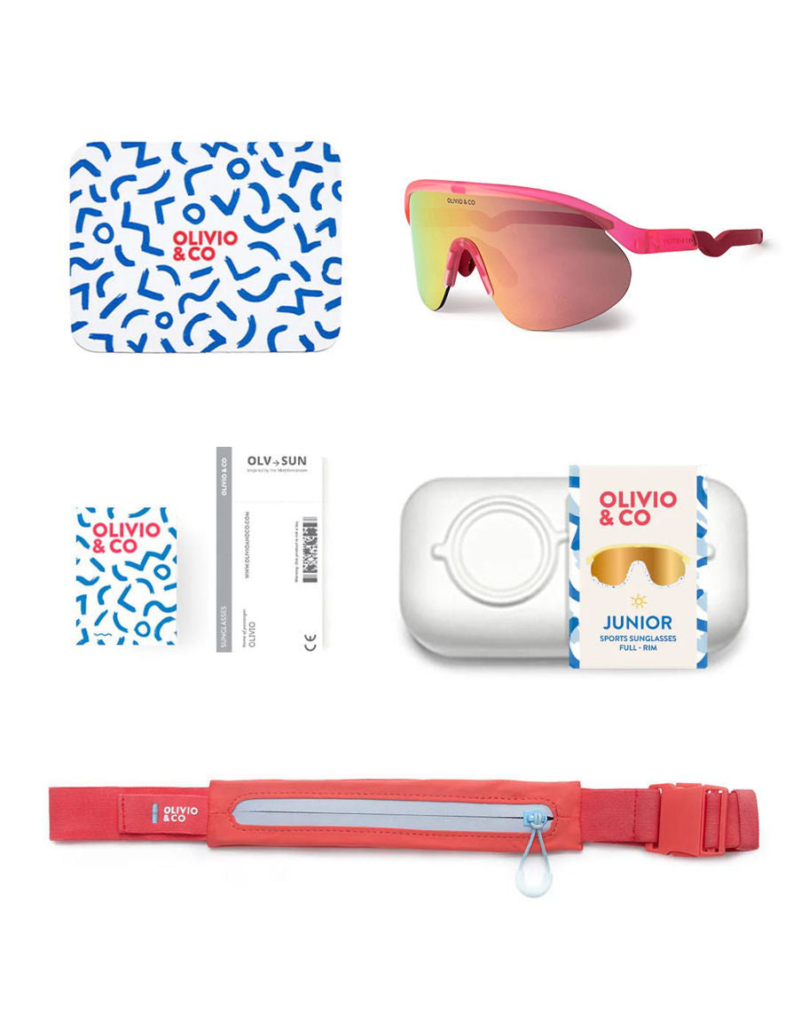 Olivo & Co Teen & Adult Half-Rim Sports Sunglasses-Flamingo Pink