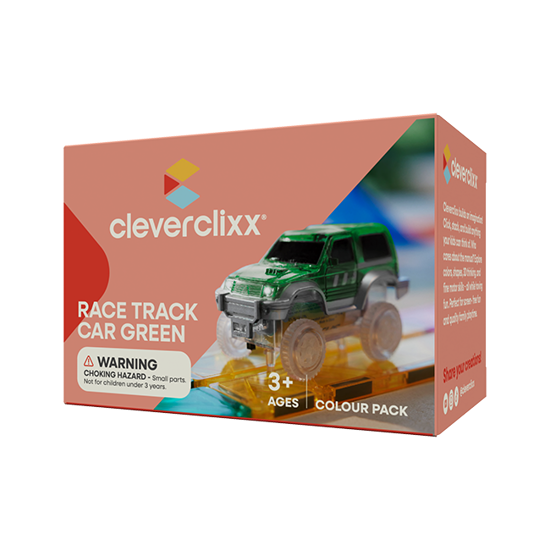 Cleverclixx Race Track Car Grün- Rennbahnauto (grün), 1 Stück