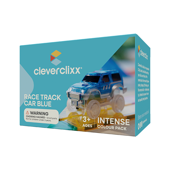 Cleverclixx Race Track Car Blue - Rennbahnauto (blau), 1 Stück