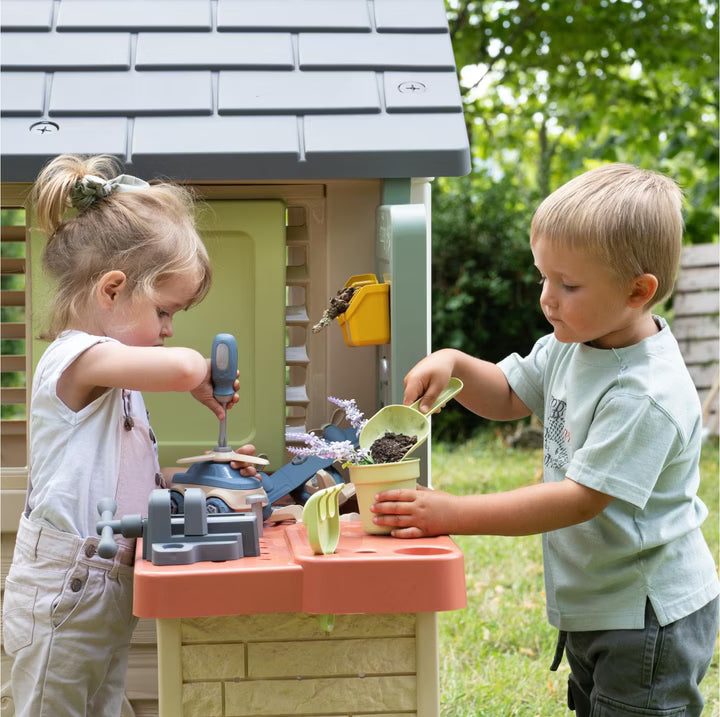 Smoby Life Spielhaus Natur mit Werkstatt