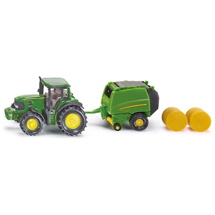 John Deere mit Ballenpresse