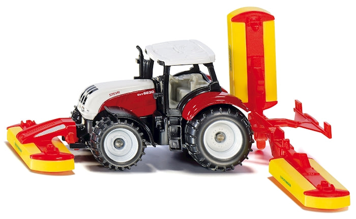 Steyr mit Pöttinger Mähwerkskombination
