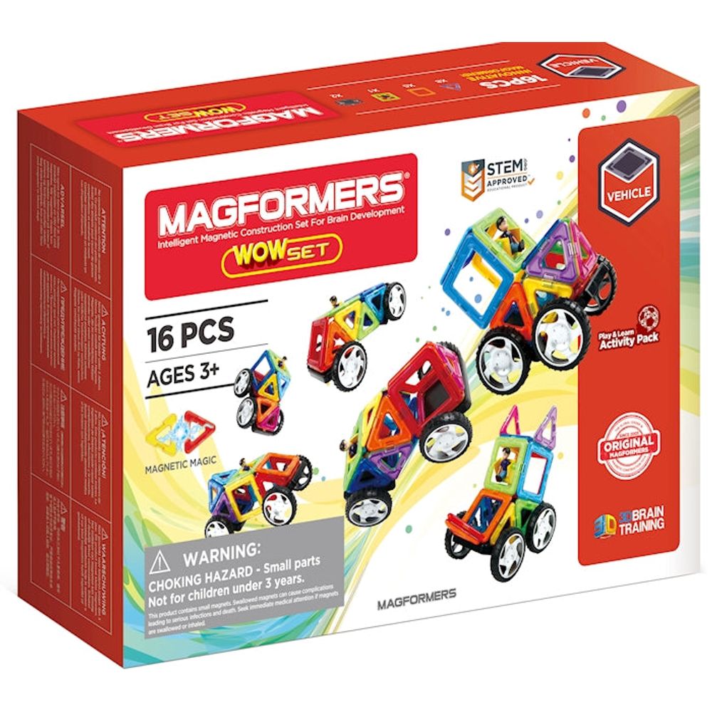 Magformers Wow Set 16 Teile, Fahrzeuge bauen mit magnetischen Teilen