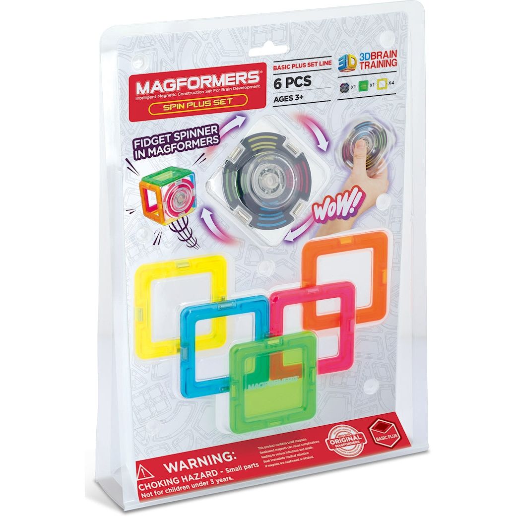 Magformers Spin Plus Set Fidget Spinner, 6 magnetische Teile