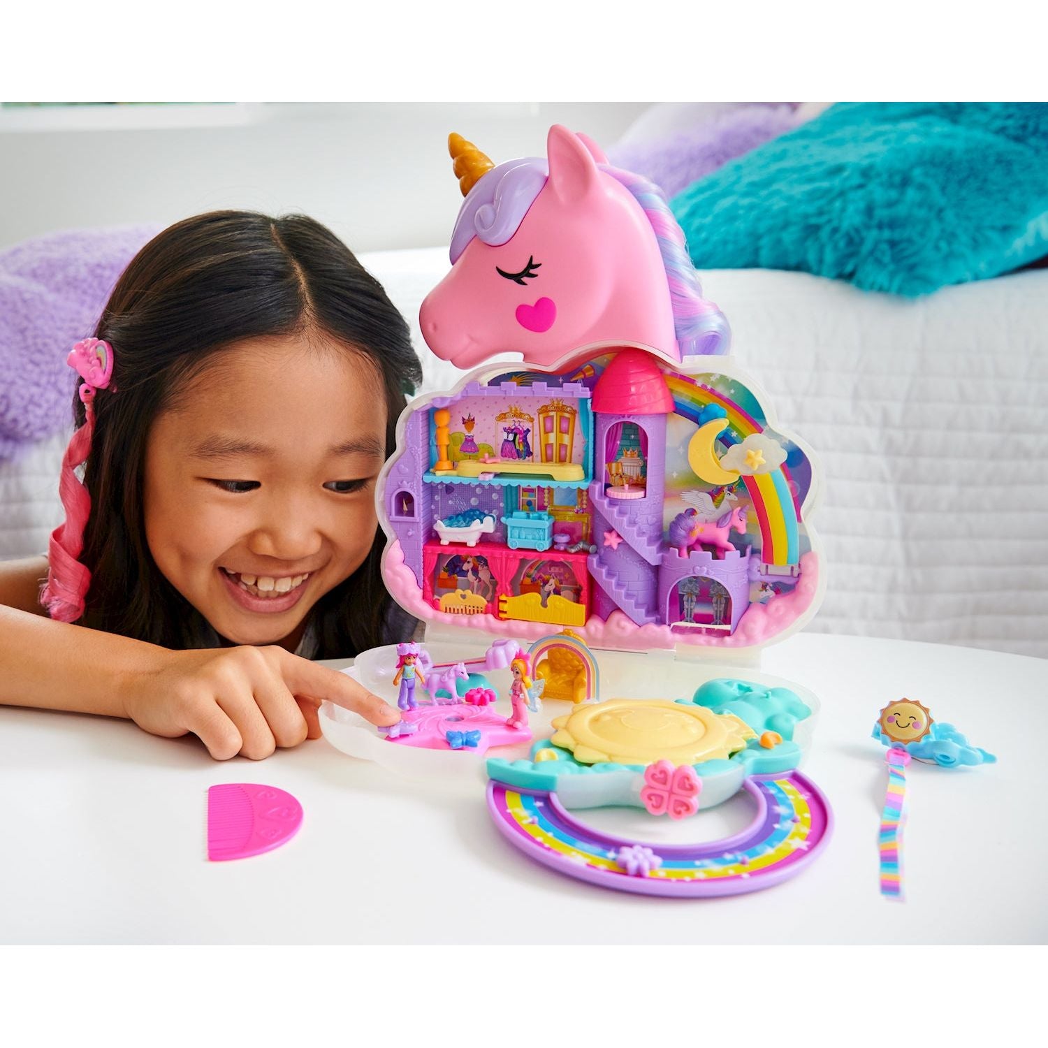 Polly Pocket Einhorn Haarspiel Schatulle