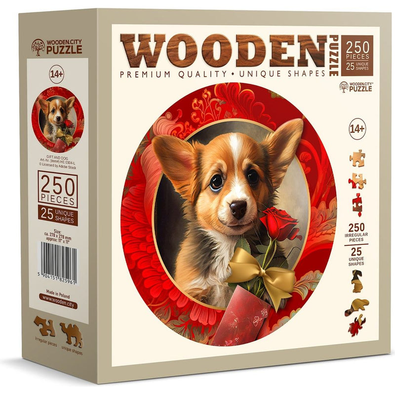 Puzzle Holz L Gift and dog