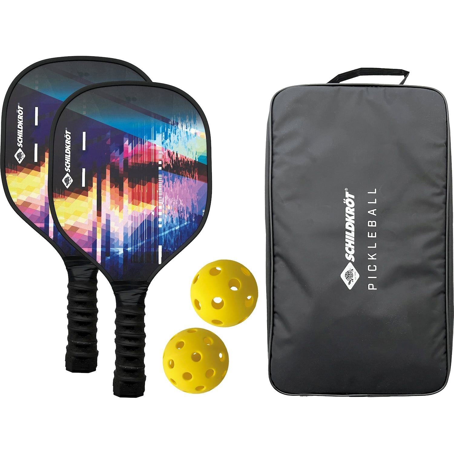 Schildkröt Pickleball Set 2 Schläger, 2 Lochbälle (für Indoor / Outdoor), Tragtasche