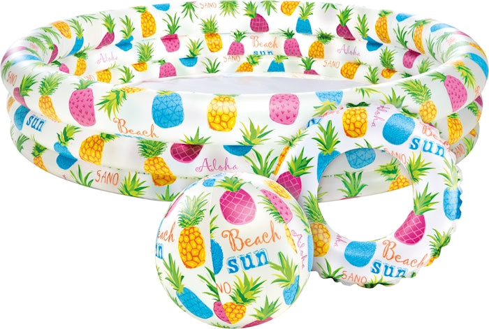 Intex Pool-Set Pineapple 3-tlg. (Pool 132x28 cm, Wasserball, Schwimmring)