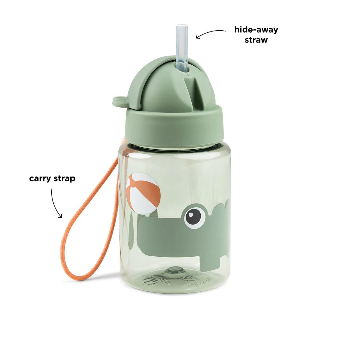 Done by Deer Trinkflasche mit Strohhalm Playground Grün 280 ml