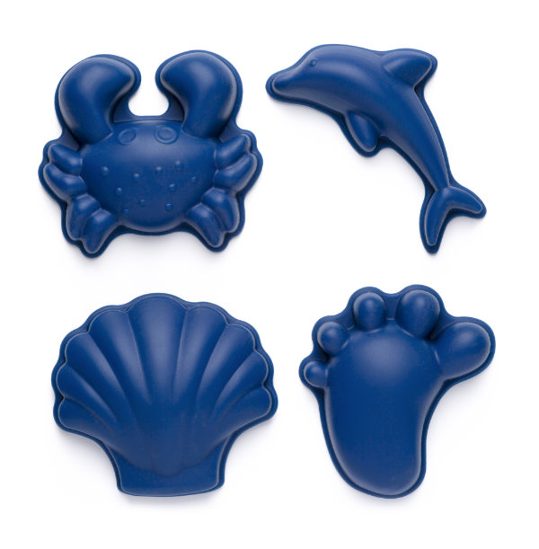 Scrunch Bucket - Silikon Sandformen 4er Set Dunkelblau