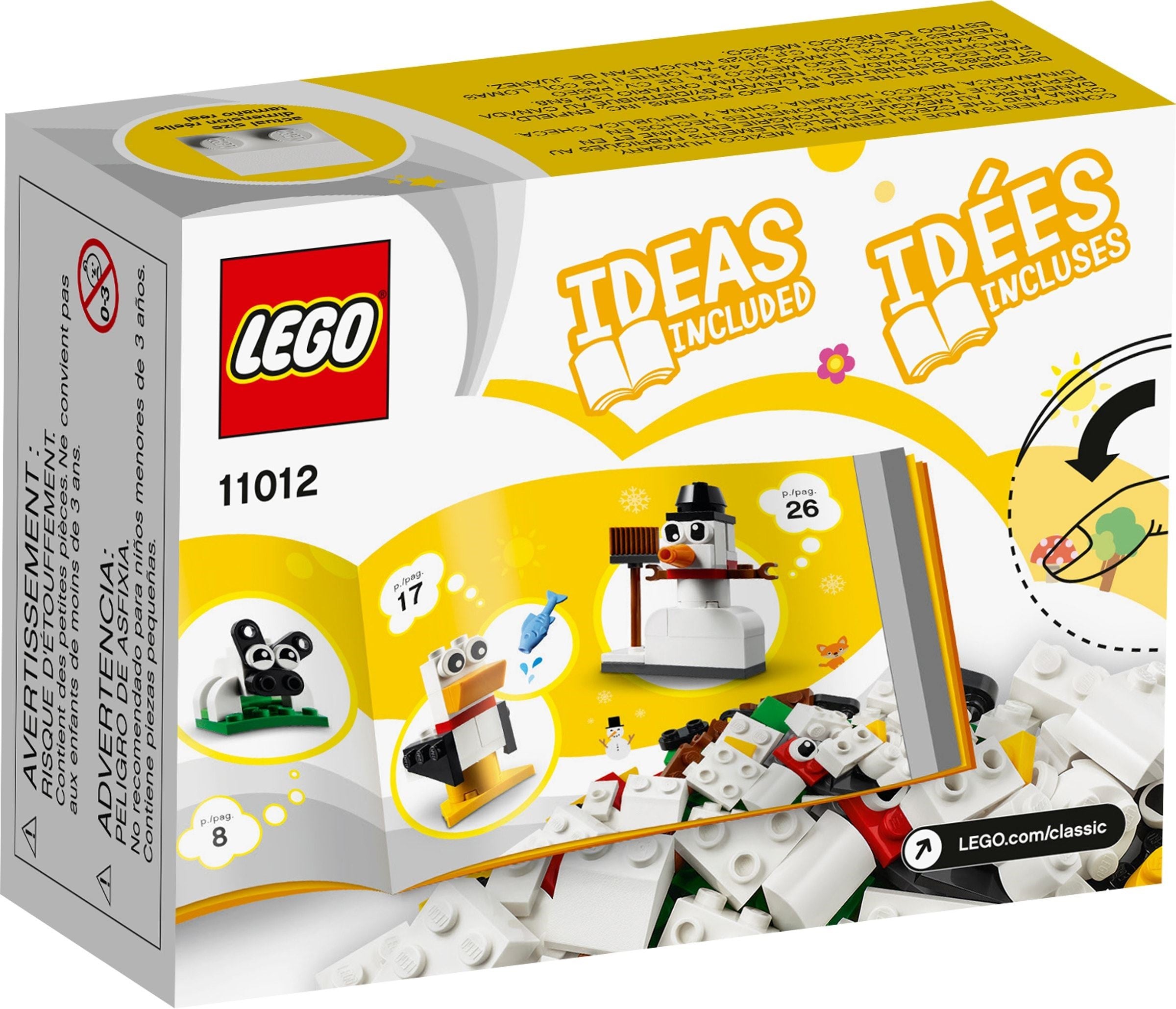 Ensemble de construction créative LEGO Classic avec des briques blanches 11012
