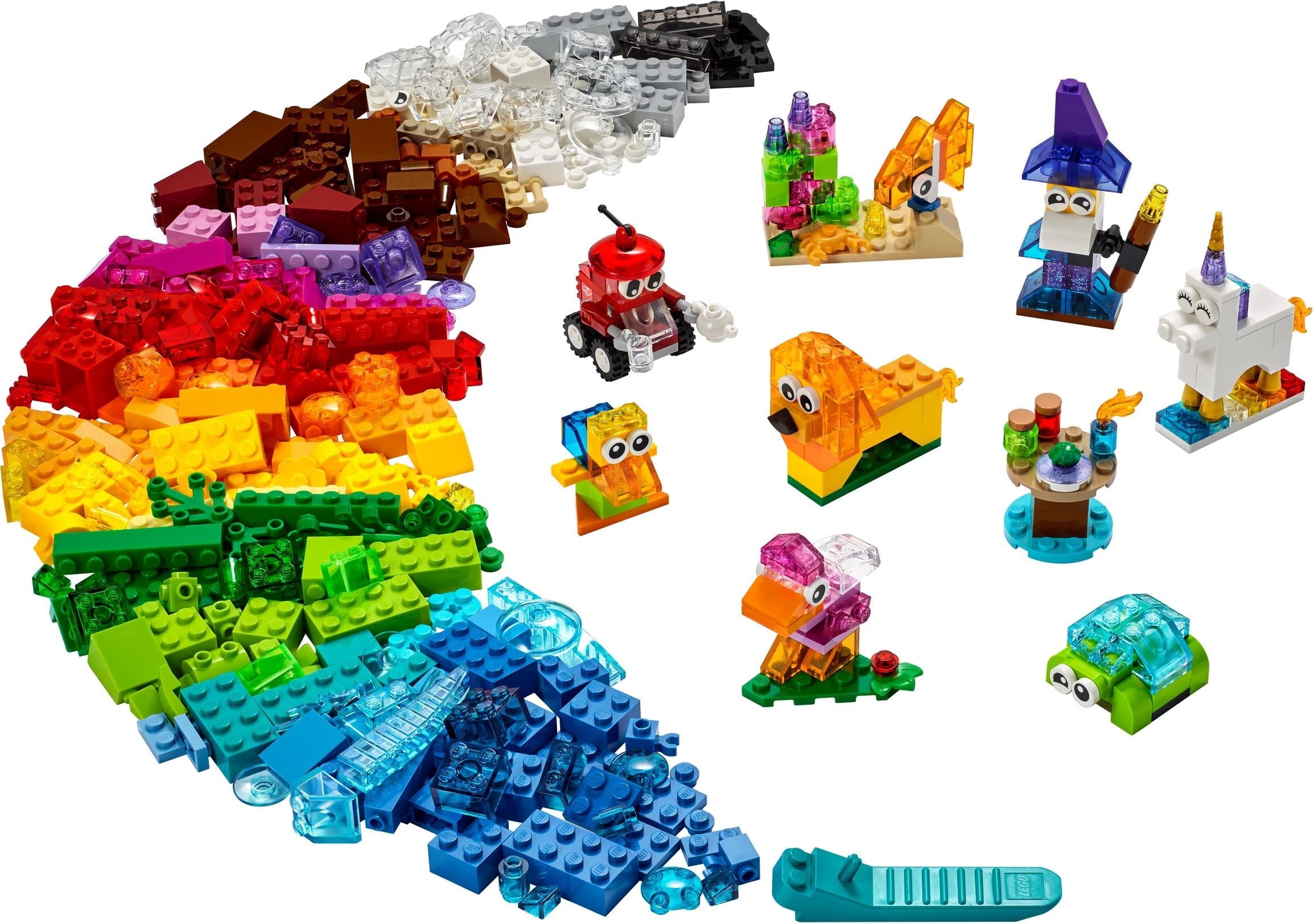 Ensemble de construction créative LEGO Classic avec briques transparentes 11013