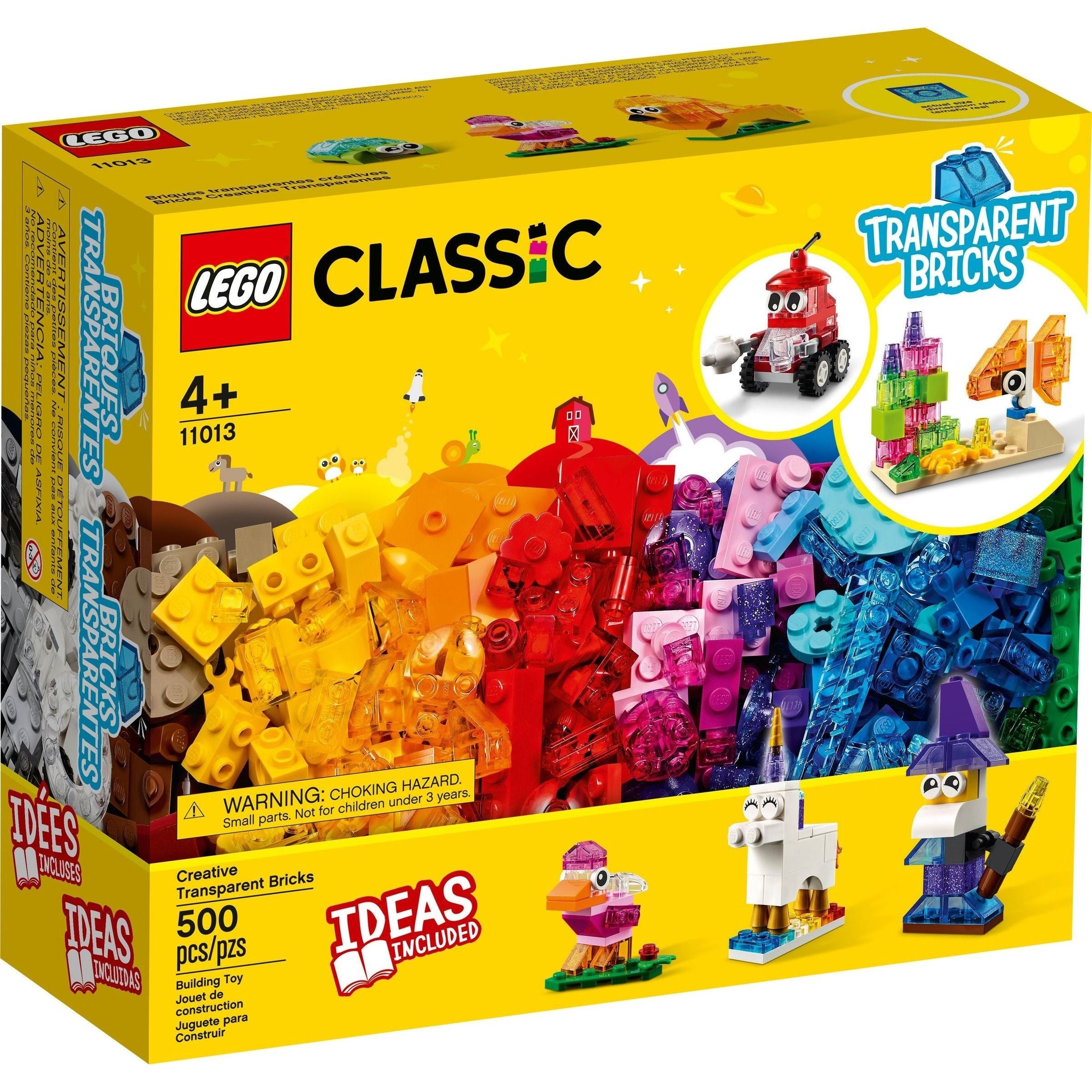 Ensemble de construction créative LEGO Classic avec briques transparentes 11013