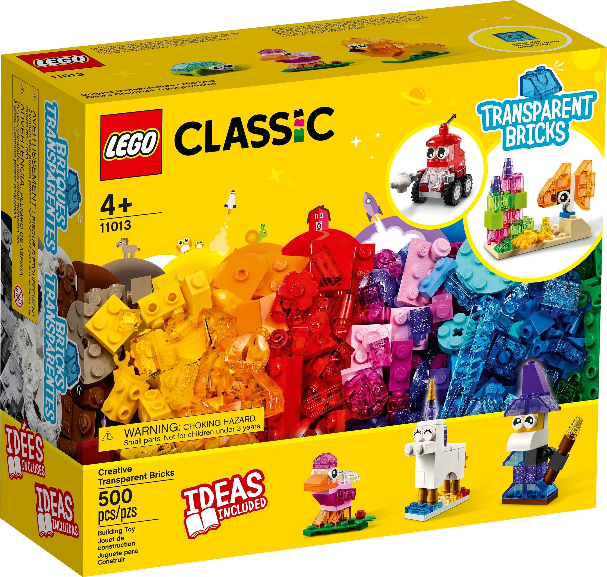 Ensemble de construction créative LEGO Classic avec briques transparentes 11013