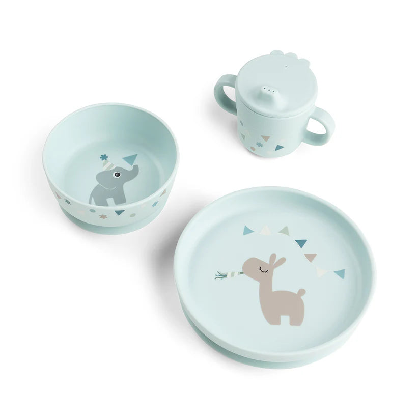 Done by Deer Foodie Geschirr-Set mit Saugfuß Celebration Blau