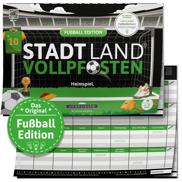 Denkriesen Stadt Land Vollpfosten - A4 Block Fussball Edition